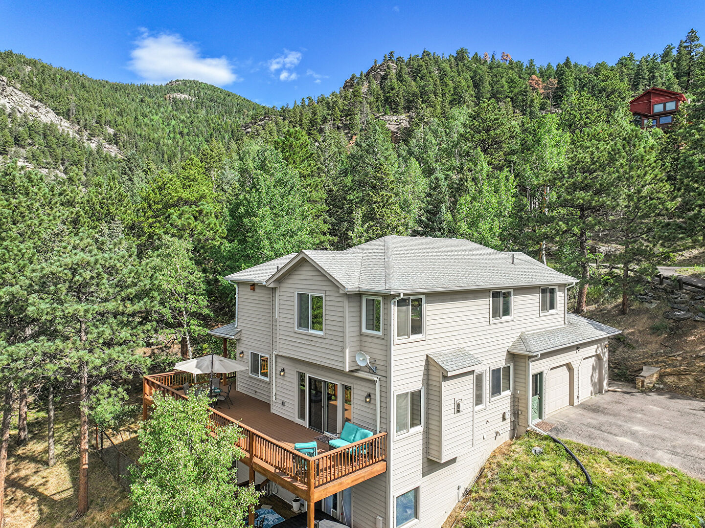 Aerial View at 54 Spruce Court, Evergreen, CO 80439, listed by Somer Walker, MLS ID: 5194907