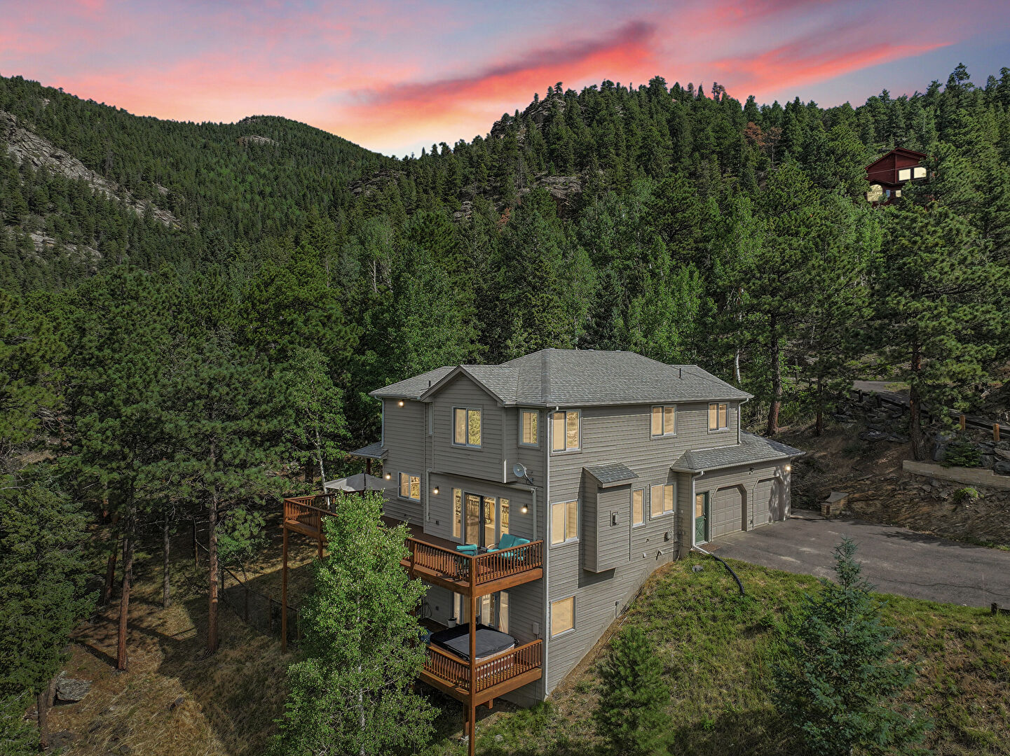 Aerial View at 54 Spruce Court, Evergreen, CO 80439, listed by Chris Venne, MLS ID: 9718131