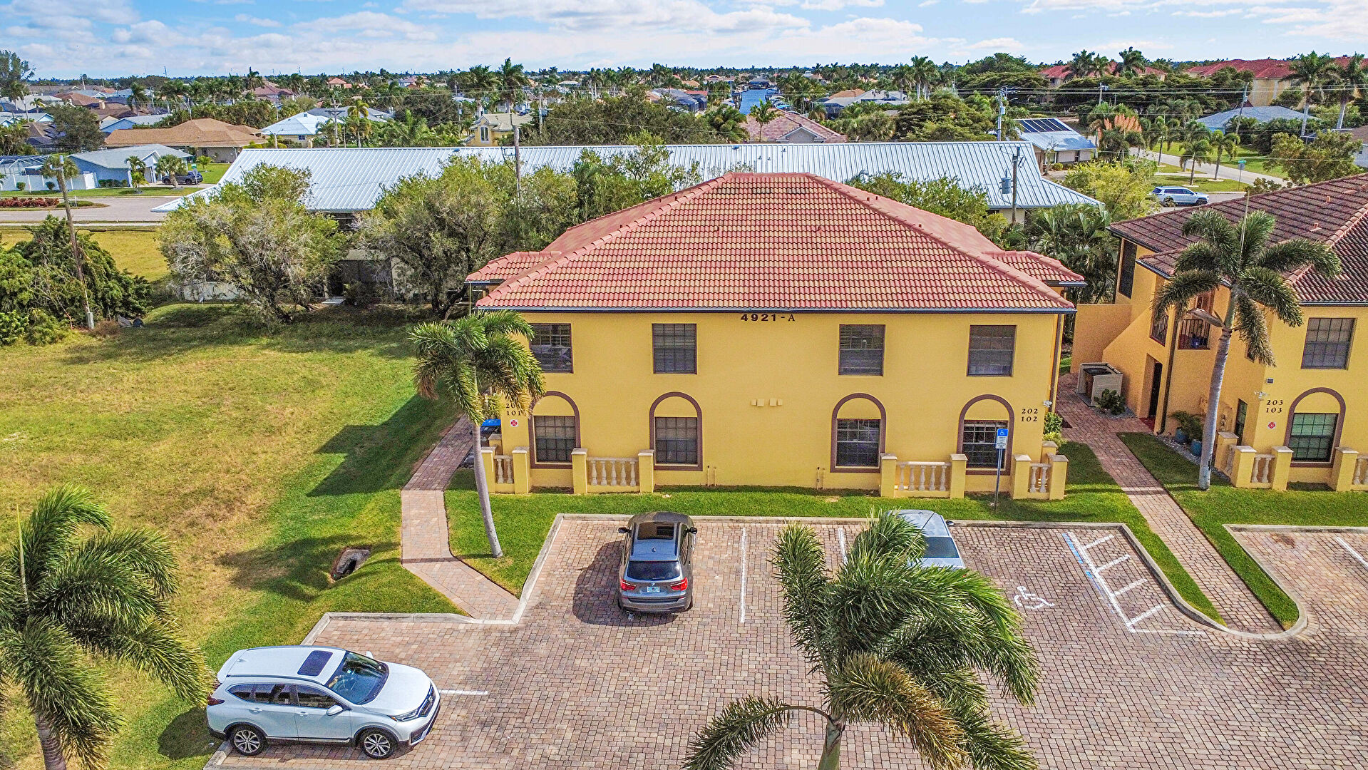 Aerial View at 4921 Southwest 16th Place, 201, Cape Coral, FL 33914, listed by Justin D Goss