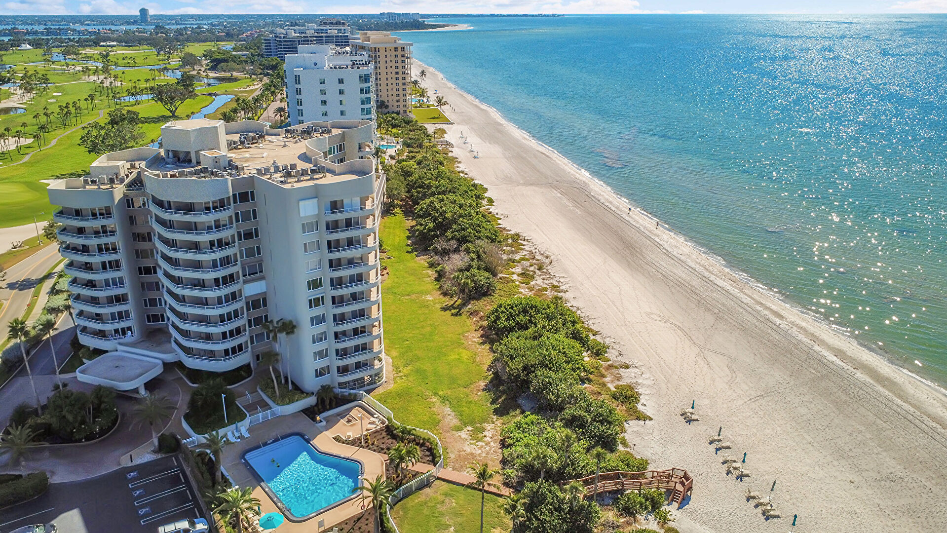 Aerial View at 775 Longboat Club Road, Unit 705, Longboat Key, FL 34228, listed by Donna Bennington, MLS ID: A4672711
