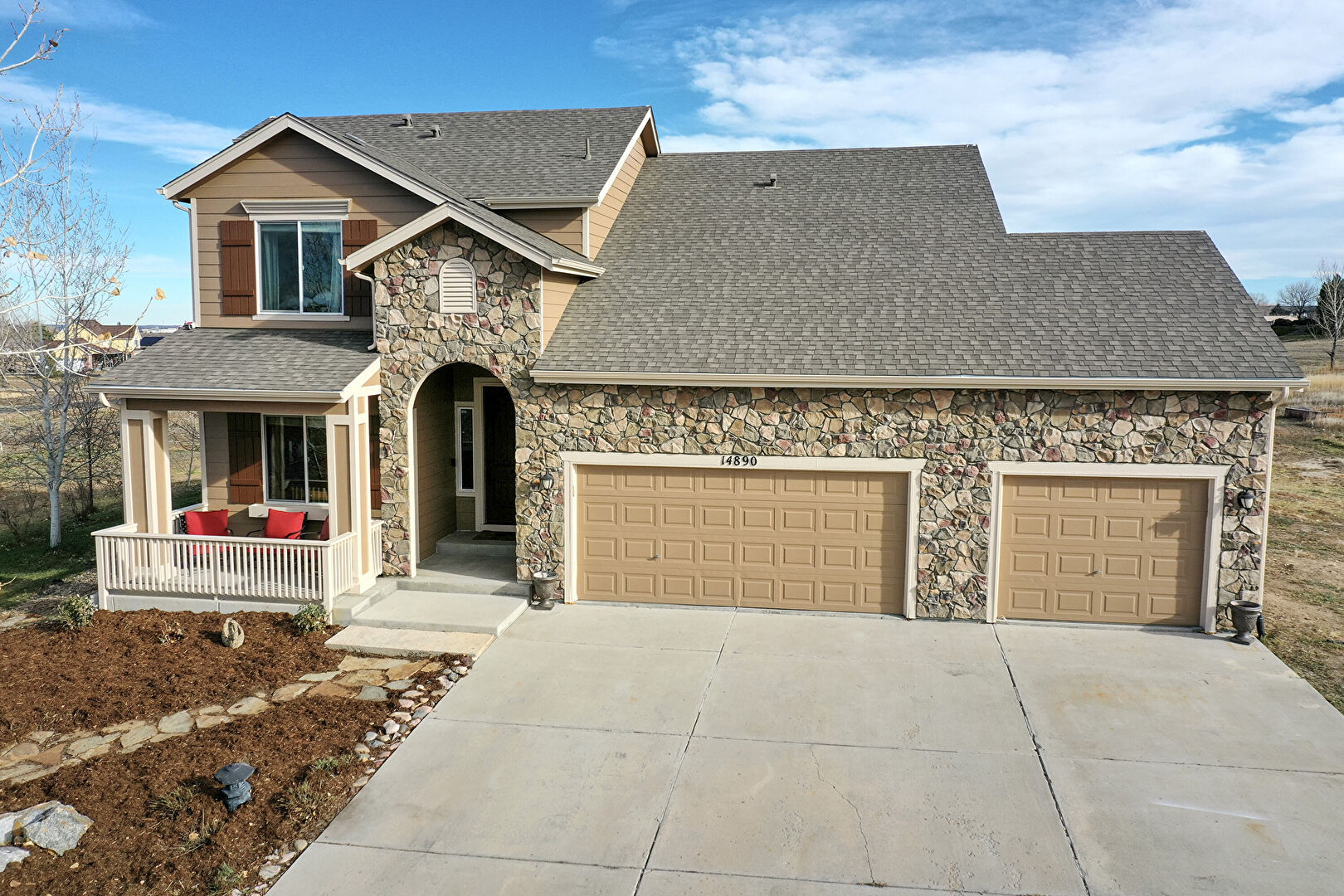 Aerial View at 14890 Mariposa Court, Broomfield, CO 80023, listed by Christy Hepp