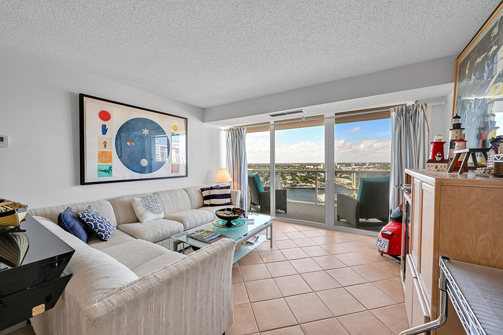 Living Room at 2841 North Ocean Boulevard, Unit 1809, Fort Lauderdale, FL 33308, listed by Matthew Kirby