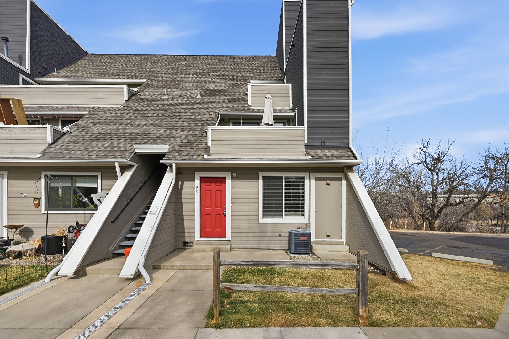 Front at 5250 South Huron Way, bld 12 unit 103, Littleton, CO 80120, listed by Haley Hart