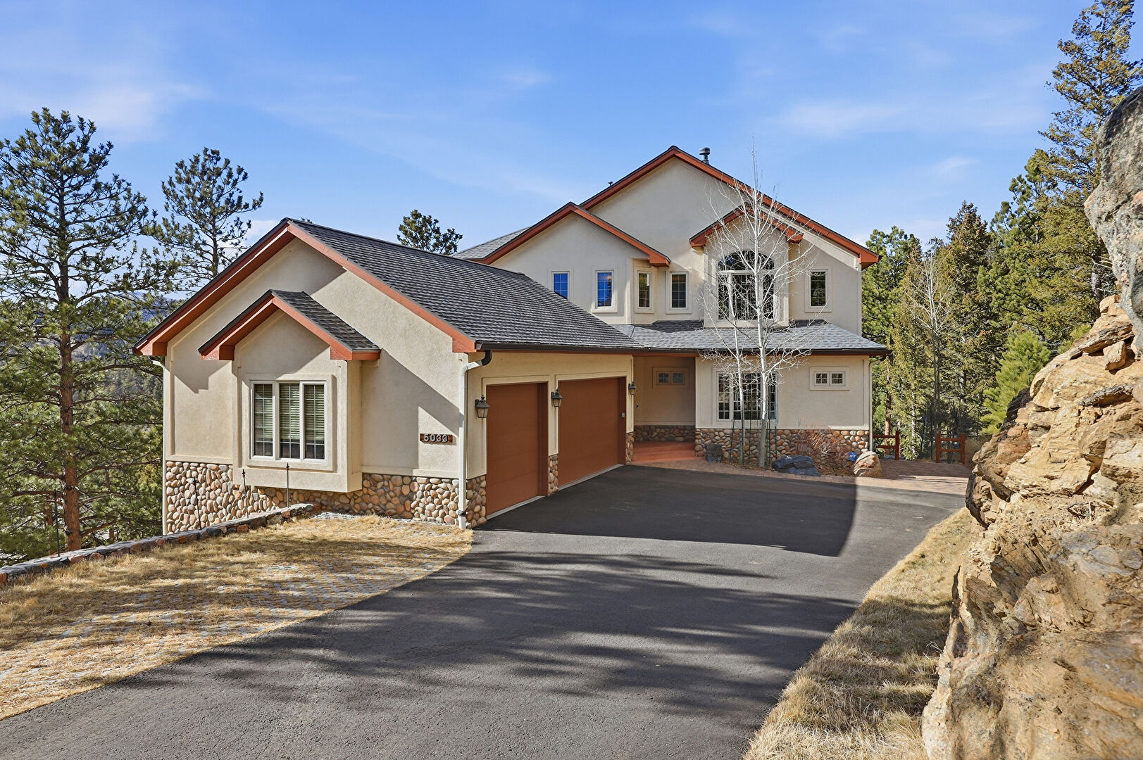 Front at 5033 Hillstone Lane, Evergreen, CO 80439, listed by Matt Bachus, MLS ID: 6271251