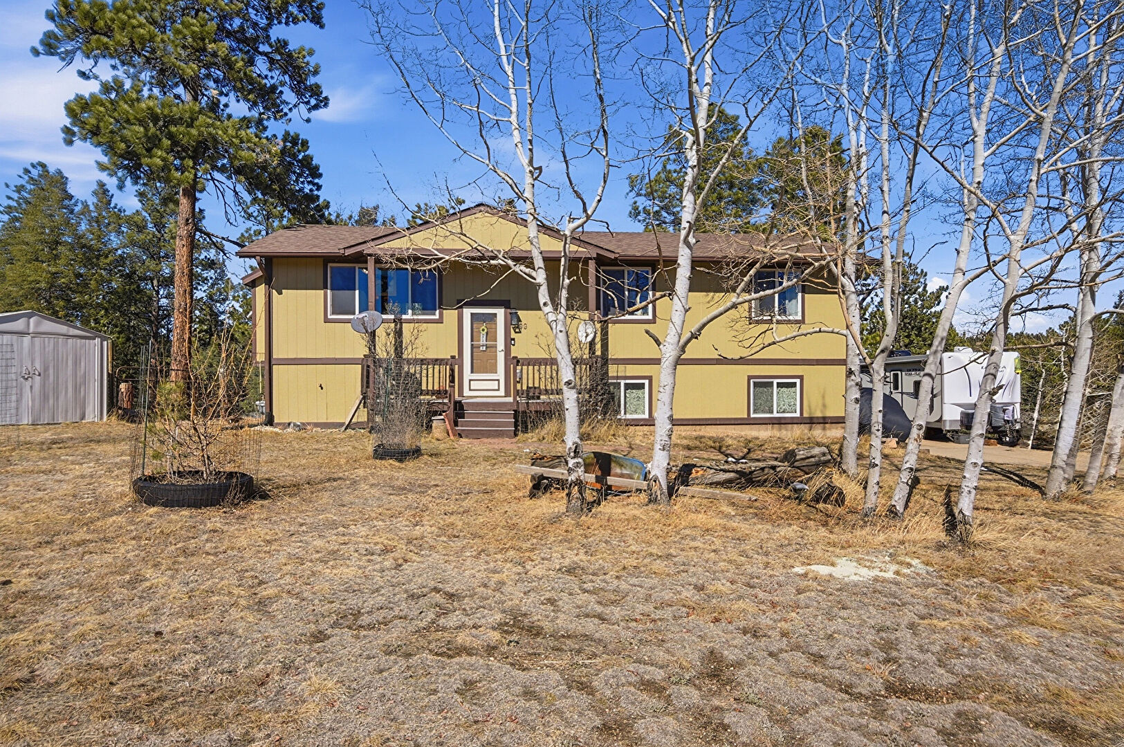 Front at 399 Conifer Drive, Bailey, CO 80421, listed by Carl Borrmann, MLS ID: 9563251