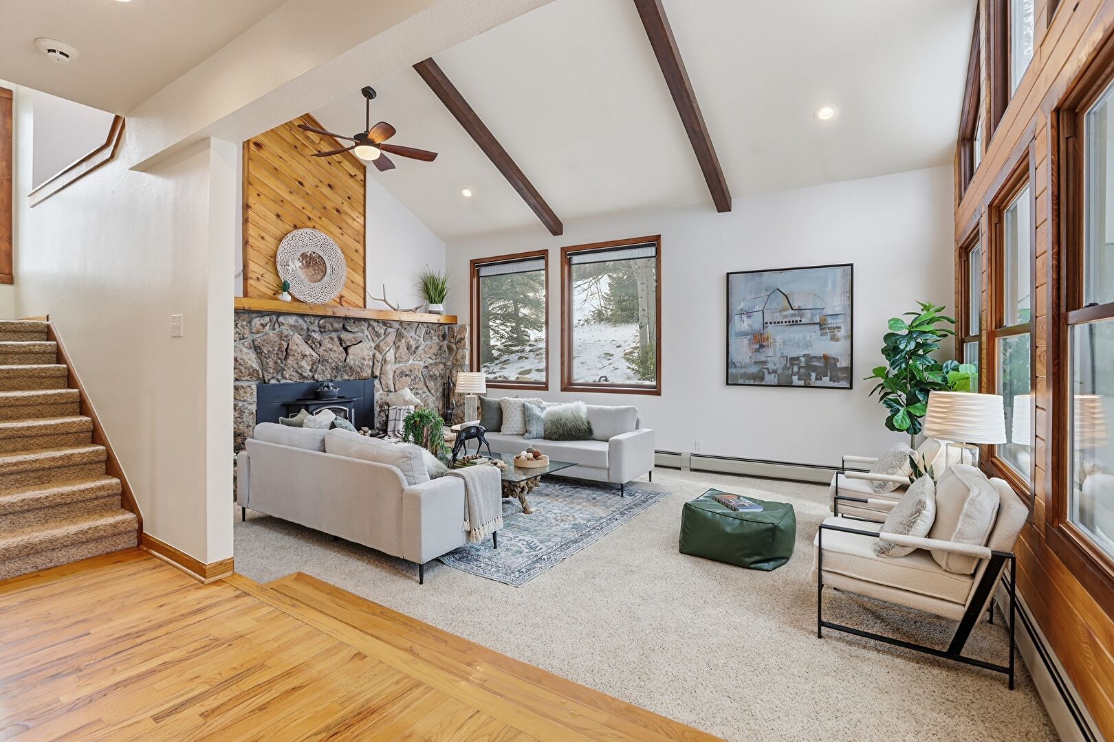 Living Room at 2080 Santa Fe Mountain Road, Evergreen, CO 80439, listed by Kim Glaser, MLS ID: 7298384