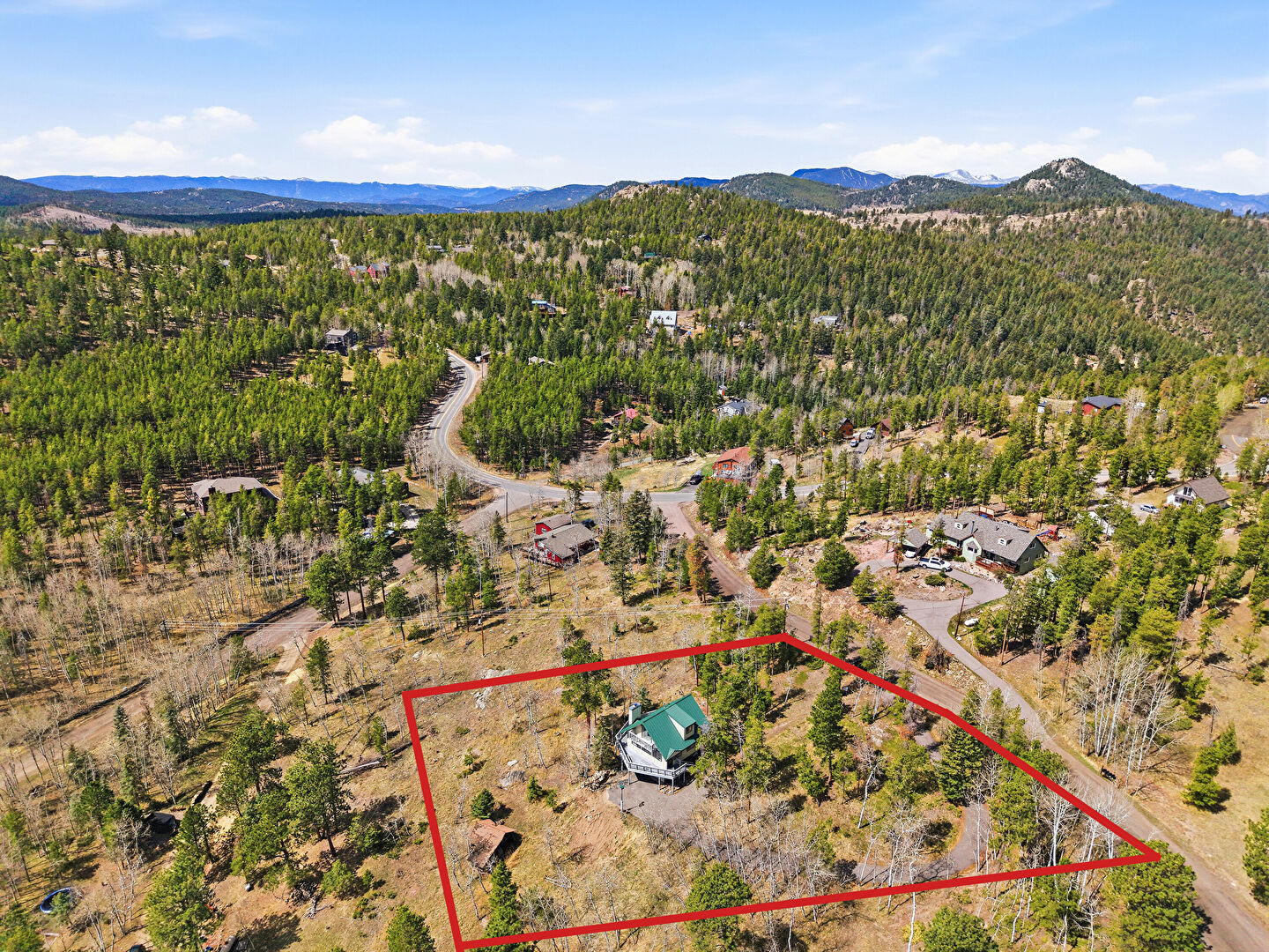 Aerial View at 10558 Walters Circle, Morrison, CO 80465, listed by Pandora & John Erlandson, MLS ID: 5221658