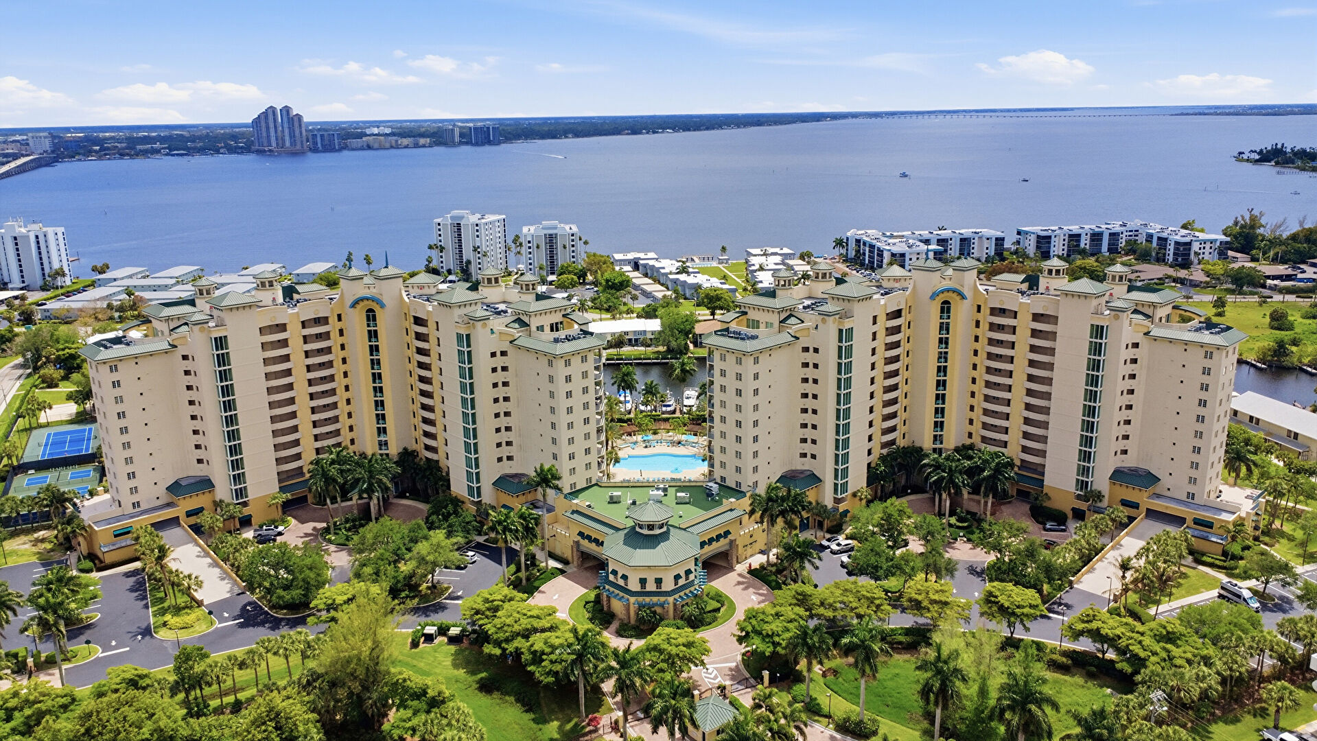 Aerial View at 3426 Hancock Bridge Parkway, 902, North Fort Myers, FL 33903, listed by Betty Leathers
