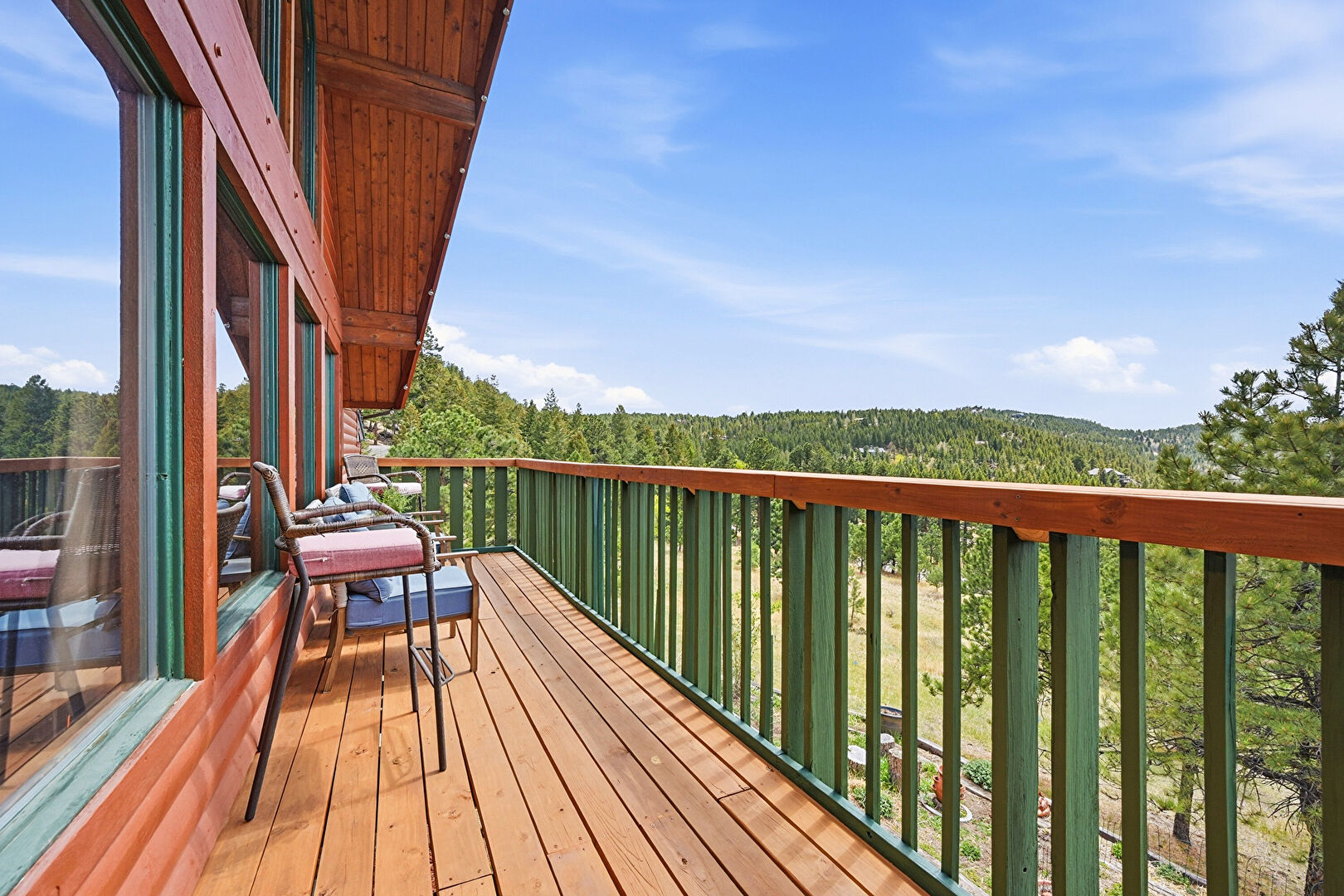 Deck at 6060 Kilimanjaro Drive, Evergreen, CO 80439, listed by Sandra Bosworth