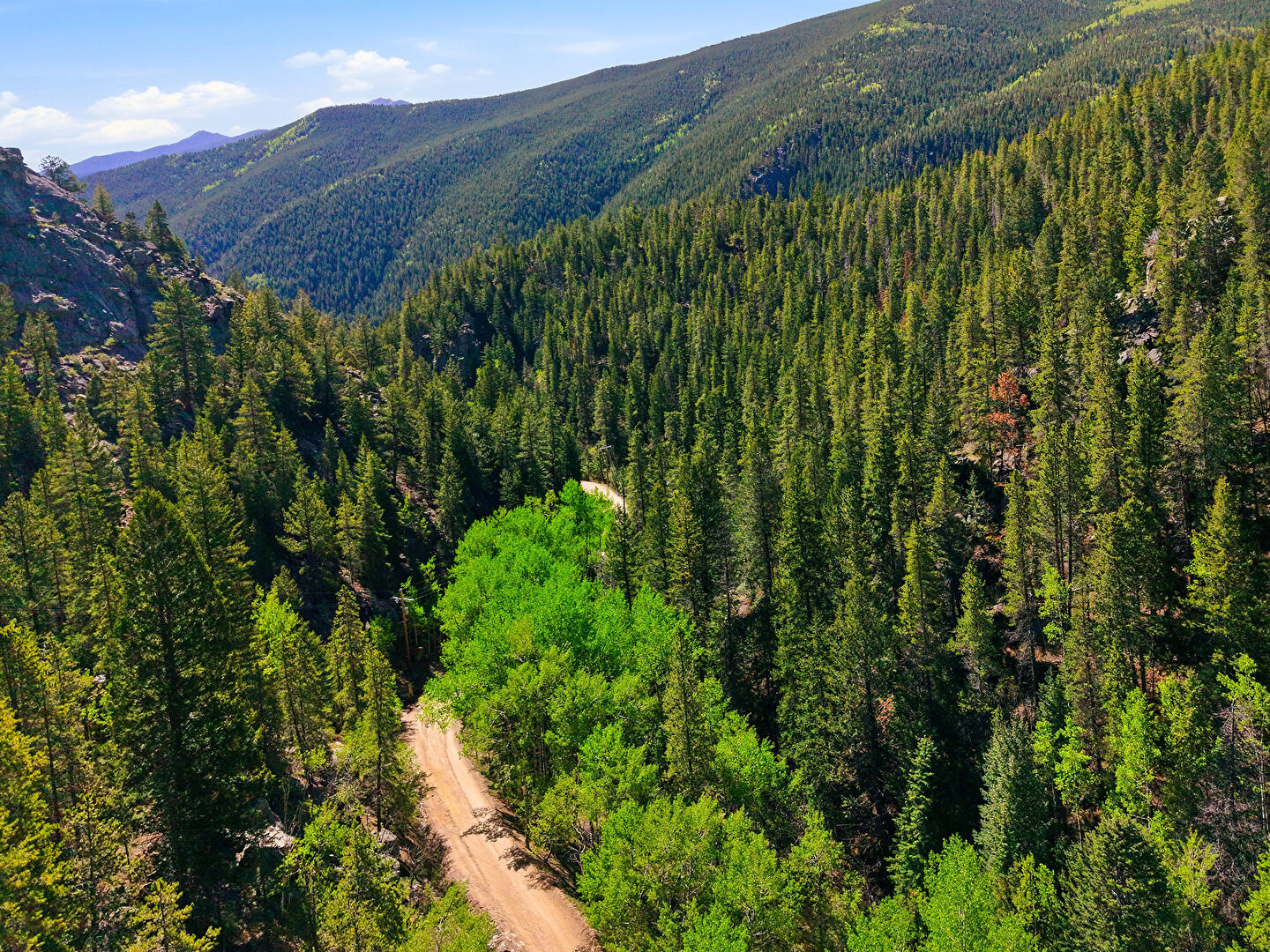 Aerial View at 600 Ute Creek Road, Idaho Springs, CO 80452, listed by Monique Santilli, MLS ID: 4859262