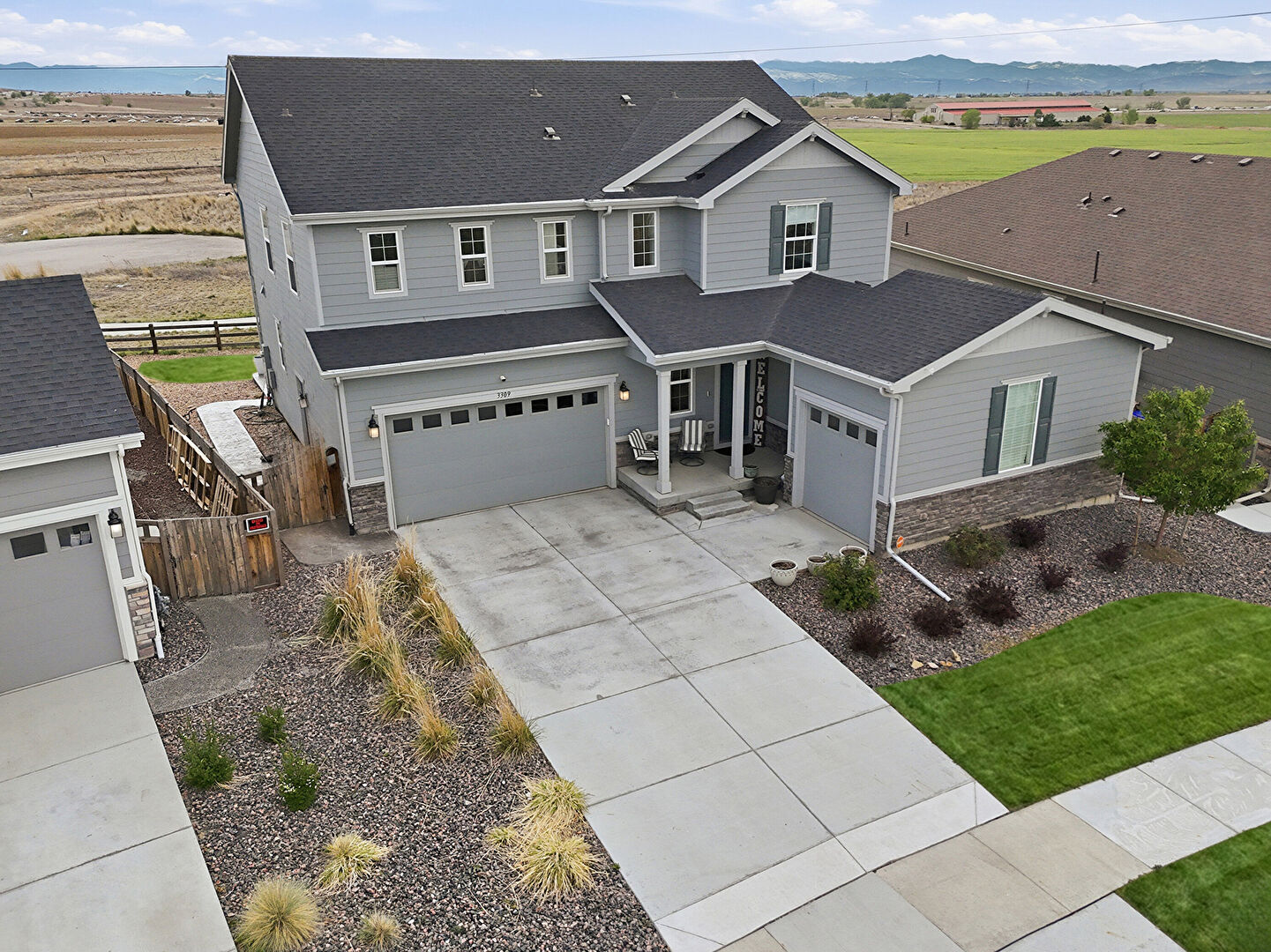 Aerial View at 3309 Bluestem Street, Dacono, CO 80514, listed by Marla Cody, MLS ID: 4459702