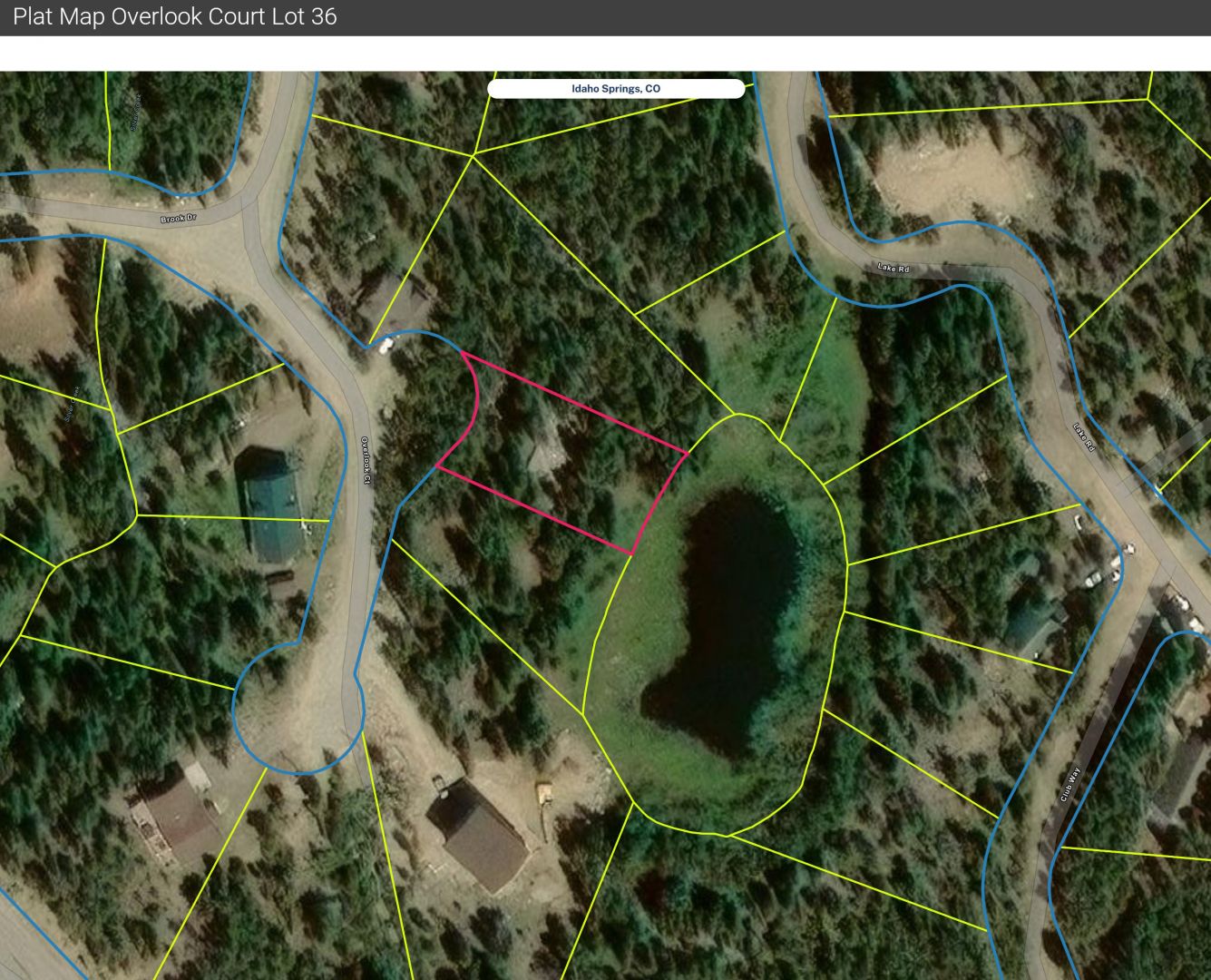 Plat Map at Overlook Court Lot 36, 39.82329, -105.6418, Idaho Springs, CO 80452, listed by Valli Crockett, MLS ID: 4185764
