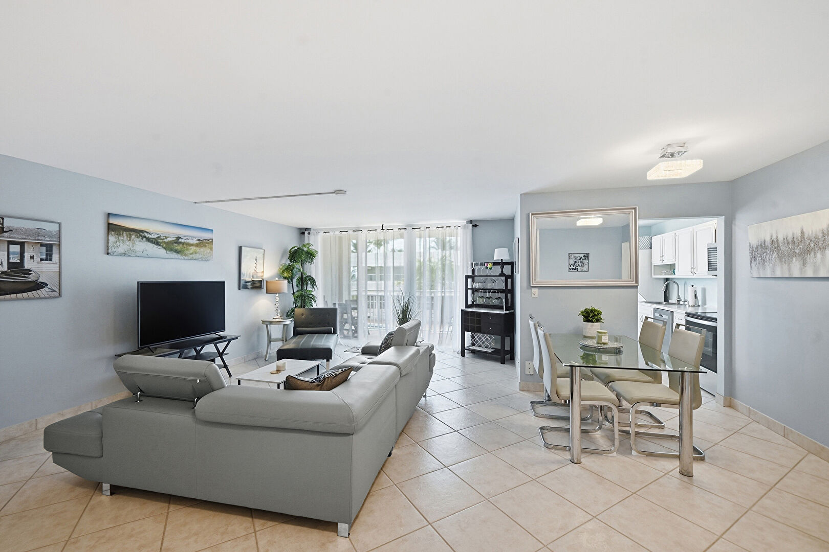 Living Room at 5200 North Ocean Boulevard #203B, Lauderdale-by-the-Sea, FL 33308, listed by Janet Denti