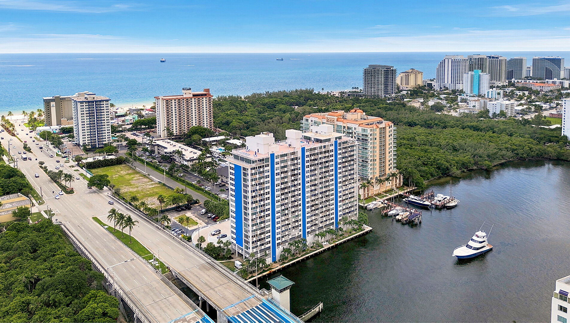 Aerial View at 2800 East Sunrise Boulevard, PHG, Fort Lauderdale, FL 33304, listed by Denver Bright